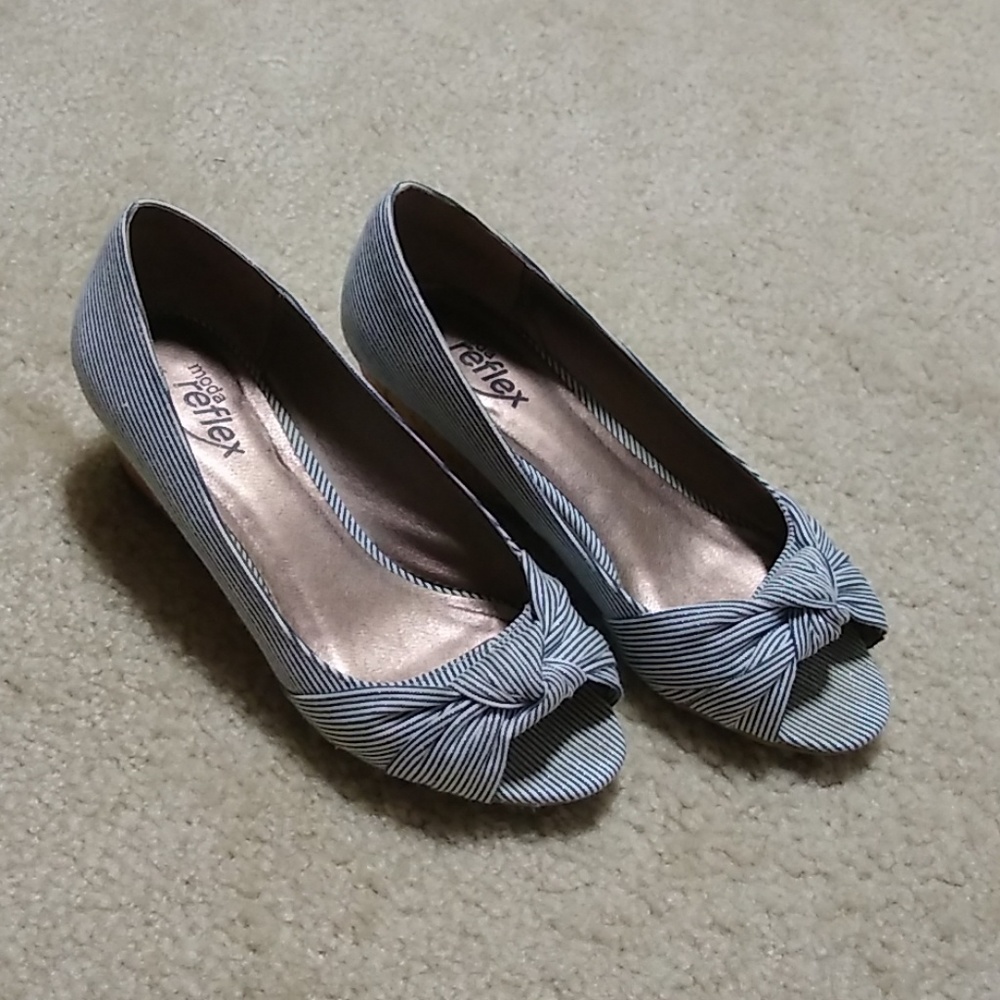 Navy & White Striped Espadrilles size 7M